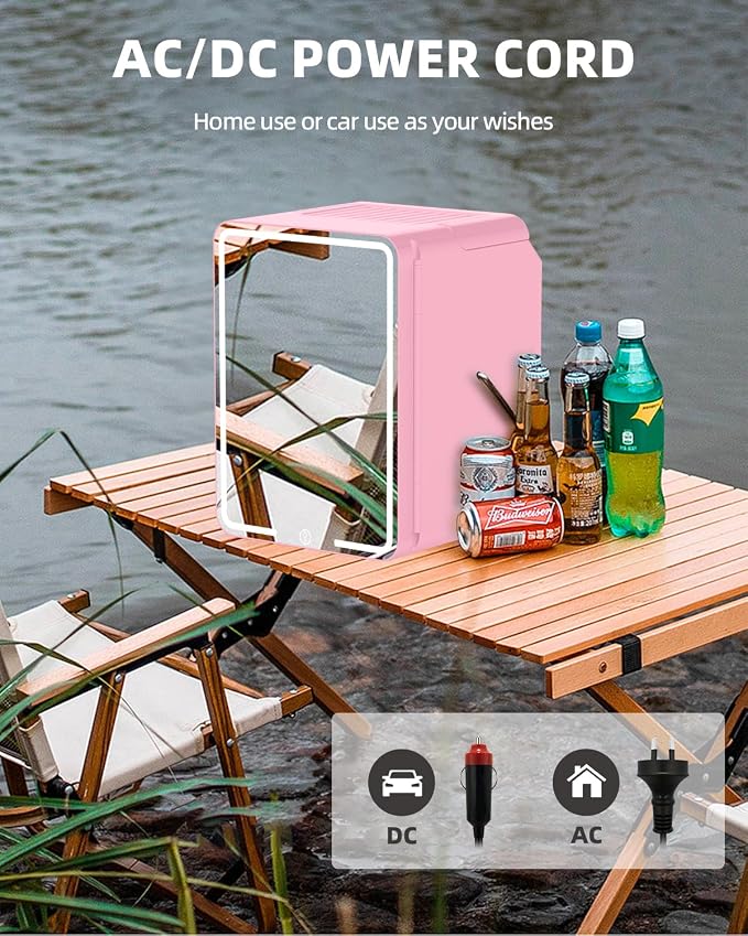 12L Skincare Fridge with Mirror & LED Lighting, 3-Mode Dimmable, Cooler & Warmer - Image 5