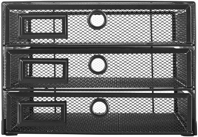 Annova Desk Organizer Wire Mesh 3 Tier Sliding Drawers Paper - Image 7