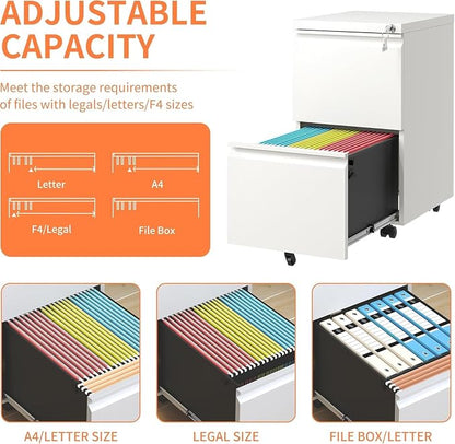 Guizeeopo 2 Drawer Locking File Cabinet, Fully Assembled Heavy-Duty Metal - Image 6