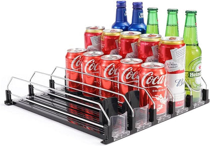 Drink Dispenser for Refrigerator, Self-Pushing Soda Can Organizer for Fridge by BingoHive