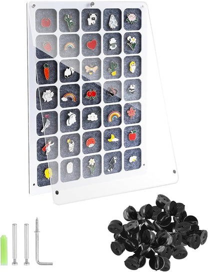 UCEC 35 Grids Clear Acrylic Pin Display Board & 50 PCS Rubber Pin Clutches - Image 2