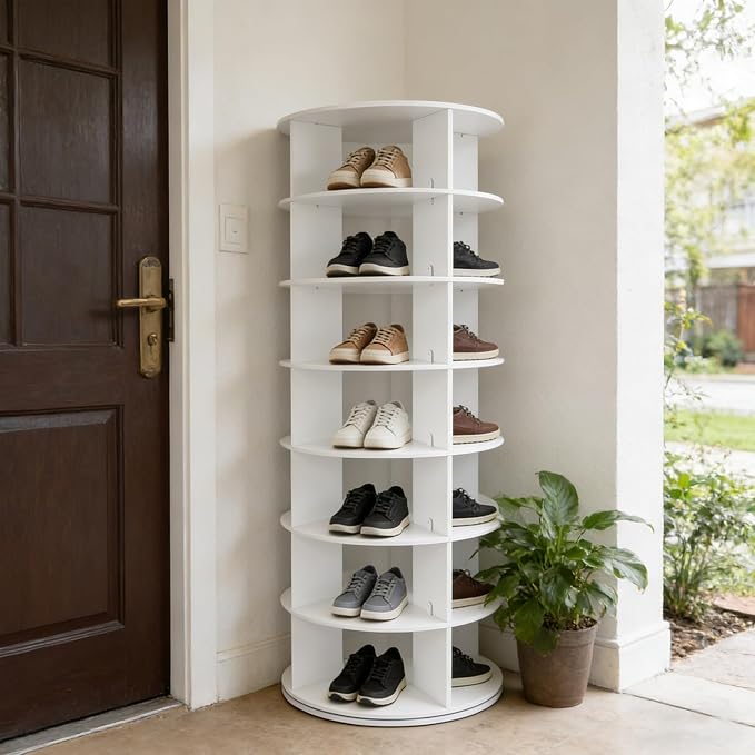Rotating Shoe Rack Tower, 7 Tier Vertical Handbag Rotate Shoes Tower, 360 - Image 2