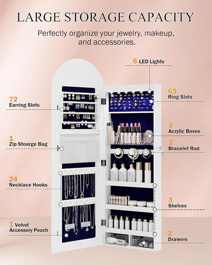 Jewelry Cabinet Organizer with Mirror, 47 inch Lockable Full-Length Mirror - Image 4