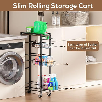 4 Tier Slim Rolling Storage Cart - Image 2