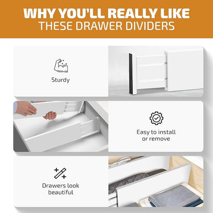 6 Pack Drawer Dividers 4 Inch High, 11”-17" Adjustable Bamboo Organizers Large - Image 9