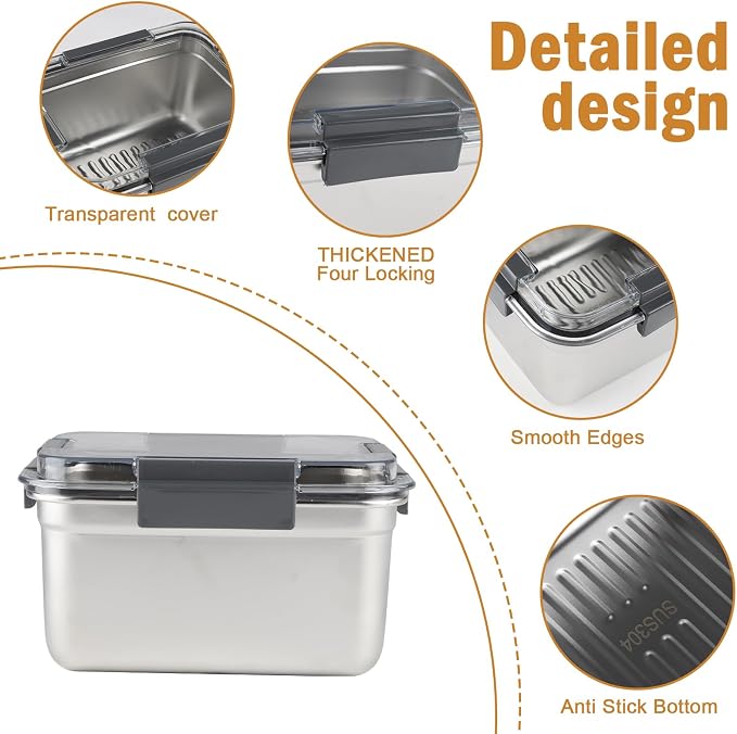Cheese Container for Refrigerator, Cheese Stainless Steel Container - Image 3