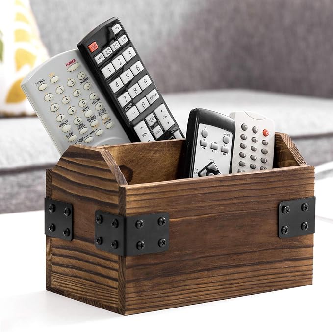 MyGift Wood TV Remote Control Holder, Remote Organizer Storage Caddy - Image 2