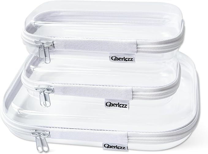 Clear Hard Zipper Case for Storage, Durable Clear Zipper Pouches, Hard Plastic by Gberlczz