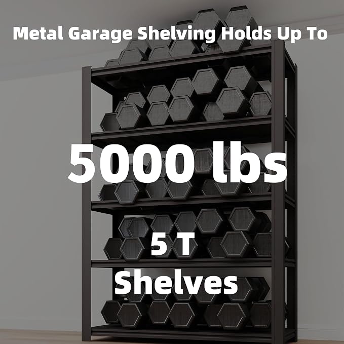 5 Tier Metal Shelving Unit, Adjustable Storage Shelves, Living Room - Image 3