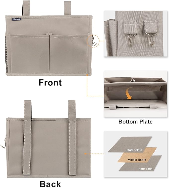 Surblue Bedside Caddy Hanging Bed Organizer Storage Bag Pocket - Image 2