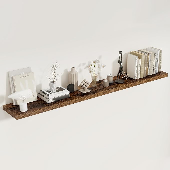 Fun Memories 72 Inch Floating Shelves, 8 Inch Deep Floating Shelf, Large Shelves by FunMemories