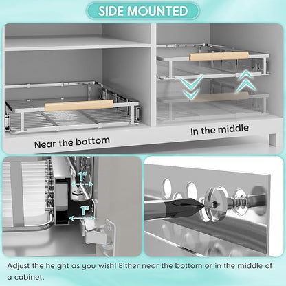 2Pack Expandable Pull Out Cabinet Organizer, Adjustable Width:23.2~39.9''W x - Image 3