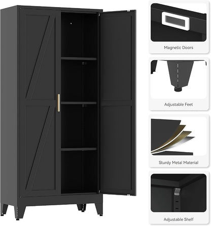 61"H Kitchen Pantry Storage Cabinet, Farmhouse Pantry Cabinet, Tree Doors - Image 5