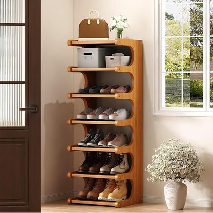 7-Tier Vertical Shoe Rack, Bamboo Free Standing Shoe Rack Shelf, Shoe Storage by sdowens