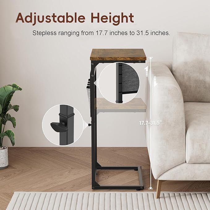 Vagusicc C Shaped End Table, Small Side Table - Image 4