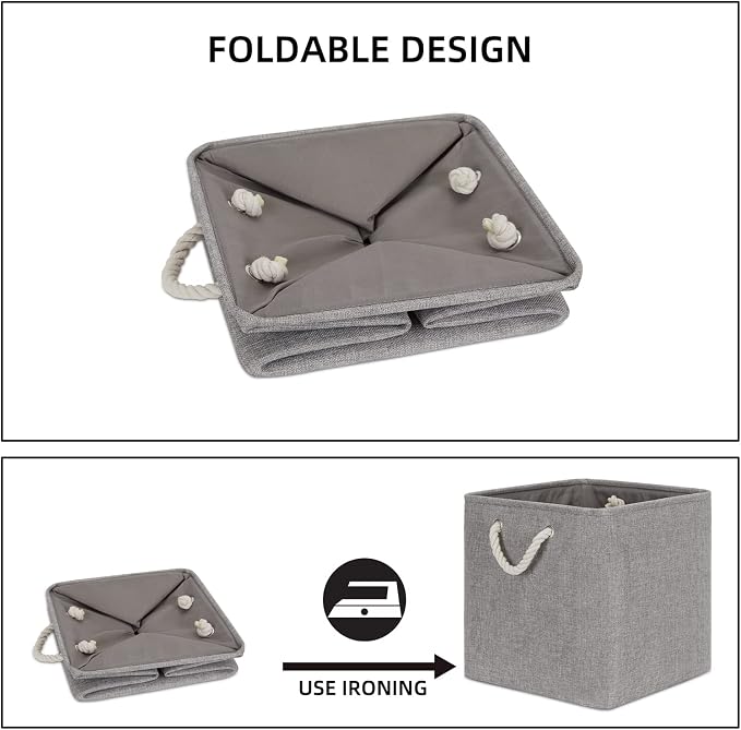 Bidtakay Grey Baskets Foldable Storage Cube Bins 13x13x13 Cube Storage - Image 8