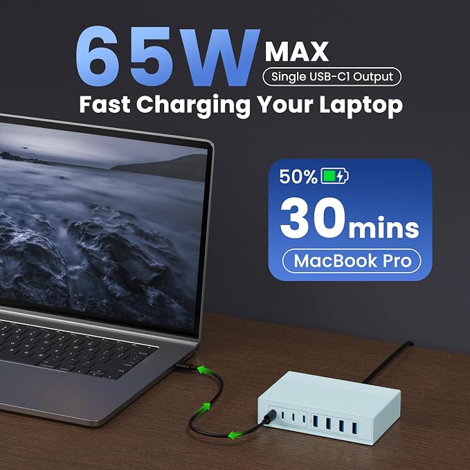 200W USB C Charger Block, 8-in-1 GaN III USB C Fast Charging Station Hub - Image 3