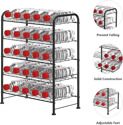 OYEAL Plastic Water Bottle Storage Rack 5 Tier Bottled Water Holder Organizer - Image 3