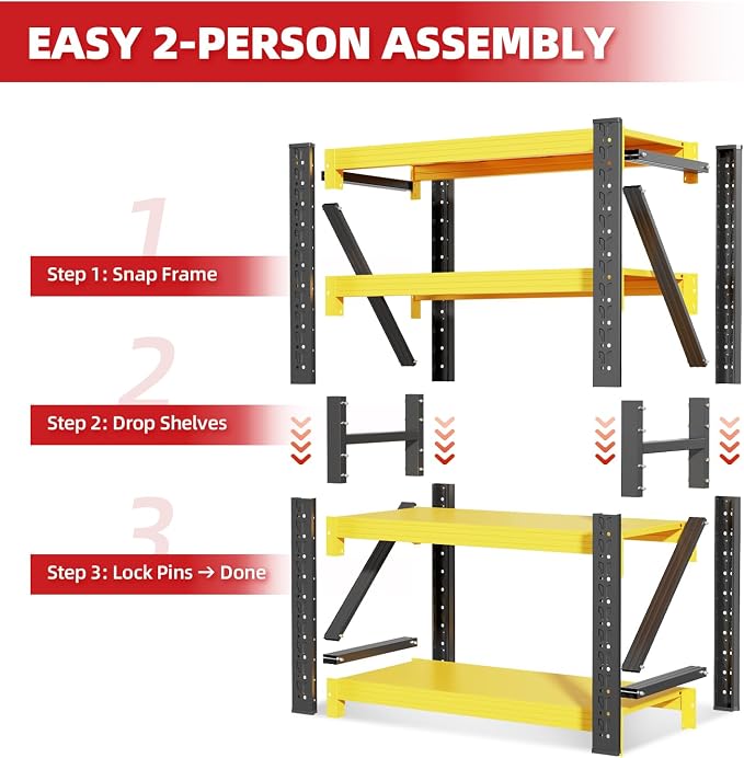 32" W Garage Shelving, 4-Tier Heavy Duty Storage Shelves Unit - Image 7