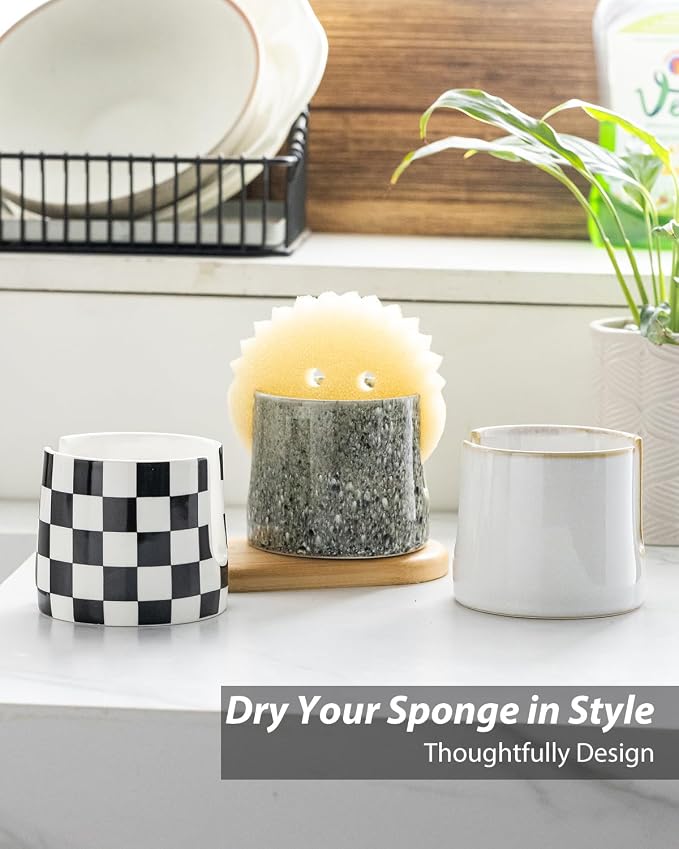 Kitchen Sponge Holder, Ceramic Dish Sponge Holder Scrubby Daddy Farmhouse Dish - Image 5