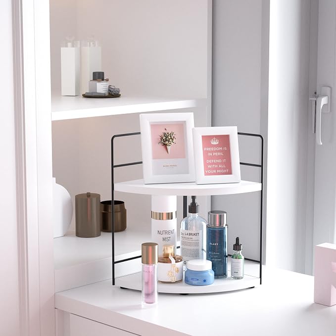 ZGO 2-Tier Bathroom Counter Organizer, Corner Skincare Organizers, Bathroom - Image 2
