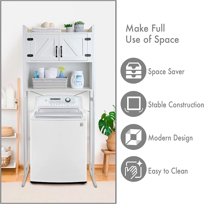 Over The Washer or Over The Toilet Storage Cabinet w/Height Adjustable Shelf - Image 3