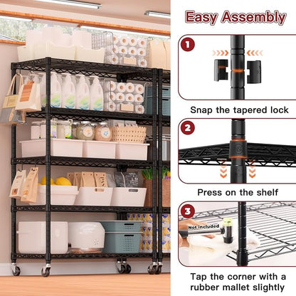 PrimeZone 74''H Wire Shelving 1250lbs 5 Tier Storage Shelves - Image 5