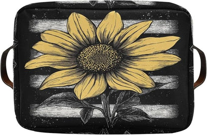 White Black American Flag Sunflower Storage Bins Box Foldable Shelf Basket - Image 8