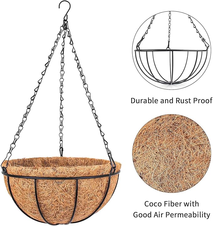 Wizdar Metal Hanging Planters Basket, 10 Inch, Round Wire Plant Holder - Image 4