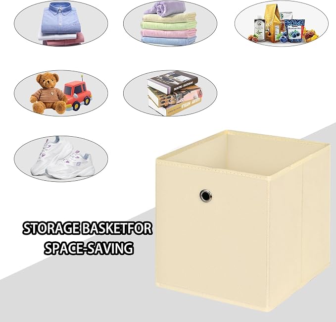 Foldable Storage Cubes Bins, 11 Inch Cloth Storage Cube Fabric Storage Box - Image 3