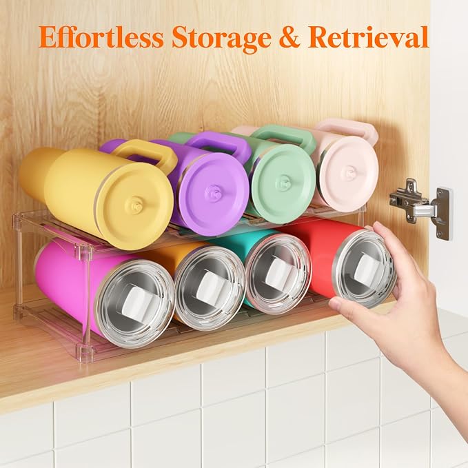 Lifewit Stackable Water Bottle Storage Organizer, Plastic Large Compartment - Image 5