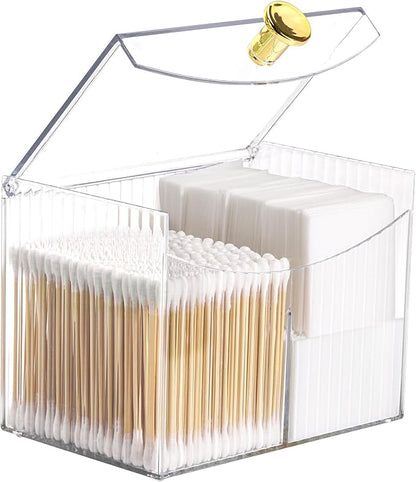 Tbestmax Qtip Holder Dispenser 2-Section Clear Bathroom Organizer 2 Grids by Tbestmax