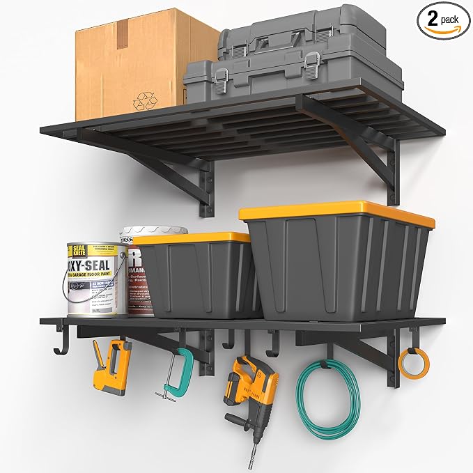 2-Pack 2x3ft Garage Shelving Wall Mounted, 400LB Capacity by Jusgym