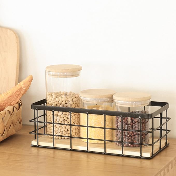 2 Pack Small Wire Baskets Farmhouse Rectangle Organizer Tray | Metal Wire - Image 6