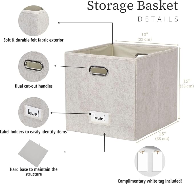 DECOMOMO Felt Storage Bins 13x15x13 Storage Cube Bins - Image 3