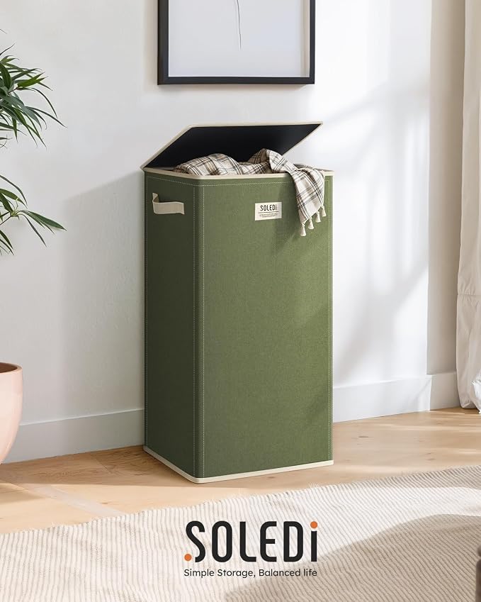 SOLEDI Laundry Hamper with Lid 100L Large & Tall Collapsible Laundry Basket - Image 8
