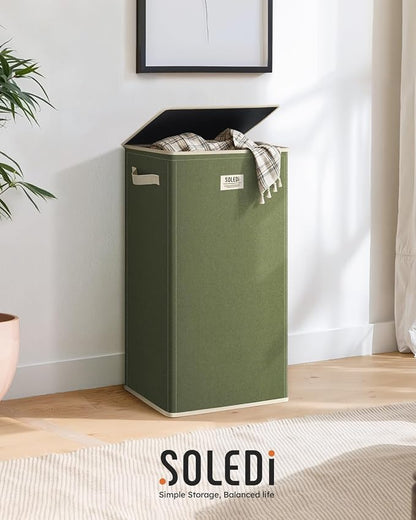SOLEDI Laundry Hamper with Lid 100L Large & Tall Collapsible Laundry Basket - Image 8