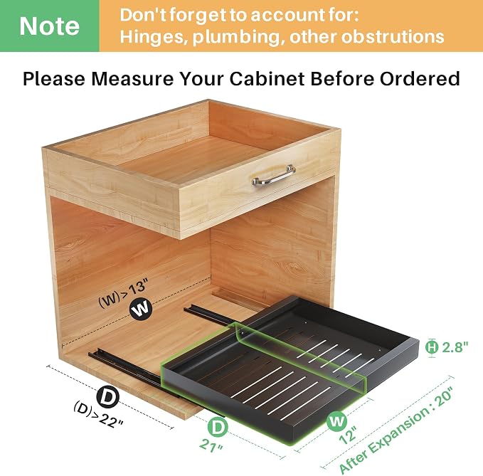 Pull out Cabinet Organizer, Expandable Heavy Duty Slide out Drawer Fixed - Image 2