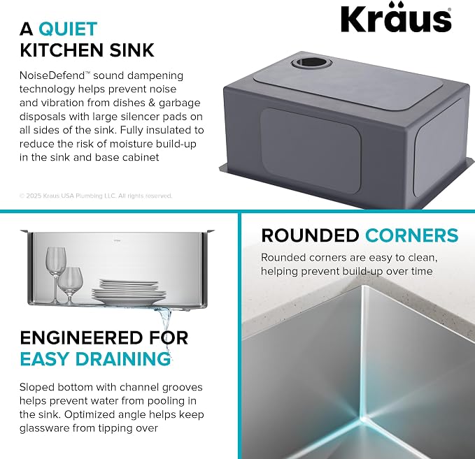 Kraus KHU111-25 Standart PRO 16 Gauge Undermount Single Bowl Stainless Steel - Image 10