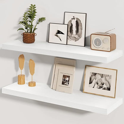 Fun Memories White Floating Shelves 36 Inch Long, 8 Inch Deep Floating Shelf by FunMemories