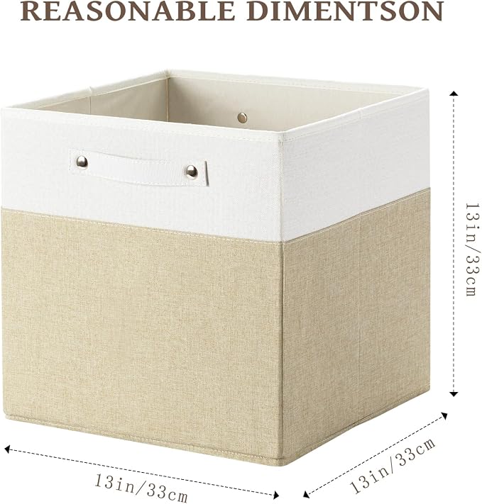 FinishingBo 13x13x13 Storage Cube Bins 4 Pack, Cube Shelf Baskets | Foldable - Image 3