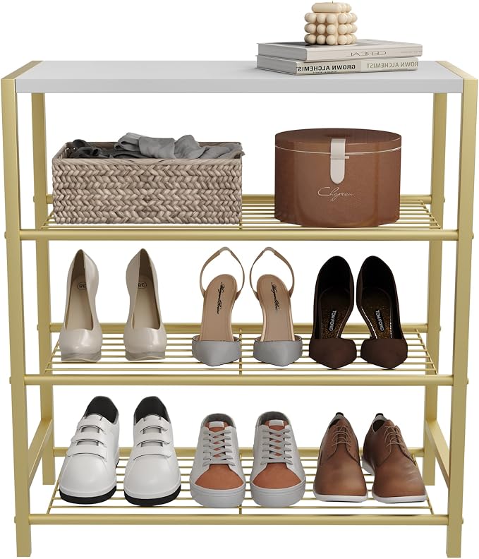 HOMEFORT 4-Tier Shoe Rack, Shoe Storage Shelf, Industrial Shoe Tower, Narrow - Image 9