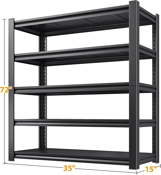 REIBII 72" H Storage Shelves, 2500LBS Heavy Duty Garage Shelving Unit, 5 Tier - Image 3