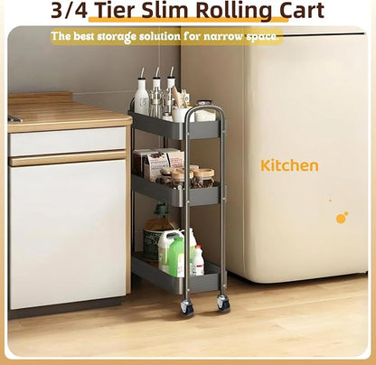 3 Tier Slim Metal Rolling Storage Cart - Image 2