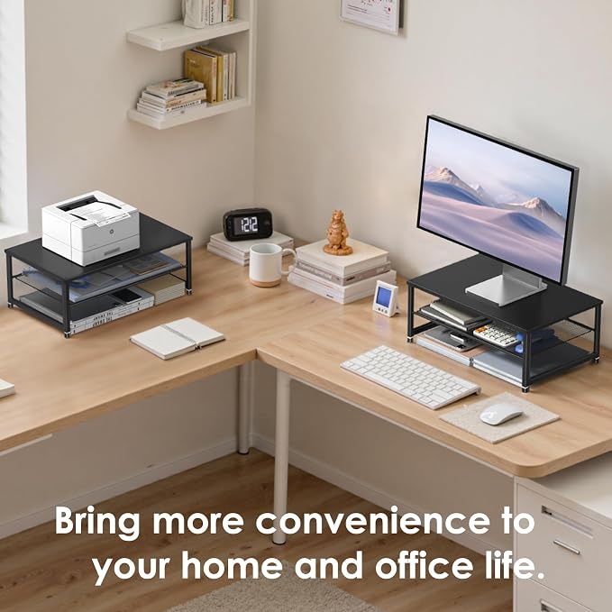 Desk Organizers and Accessories, 2-Tier Metal Computer Monitor Stand Riser - Image 5