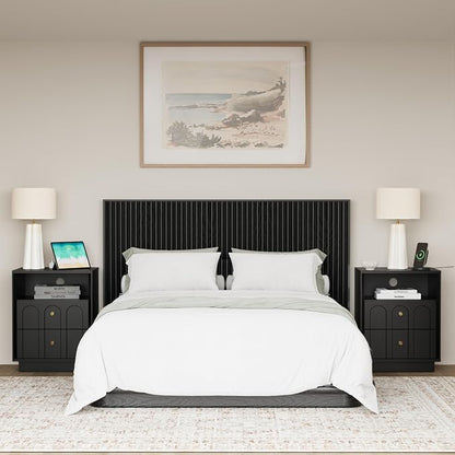 Nightstand with Charging Station, Modern Nightstand with Arched Design - Image 9