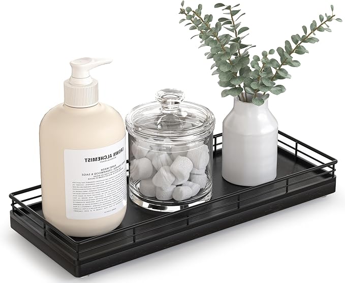 Bathroom Tray for Counter Top Organizer – Oak Wood Vanity Tray by Focusonit