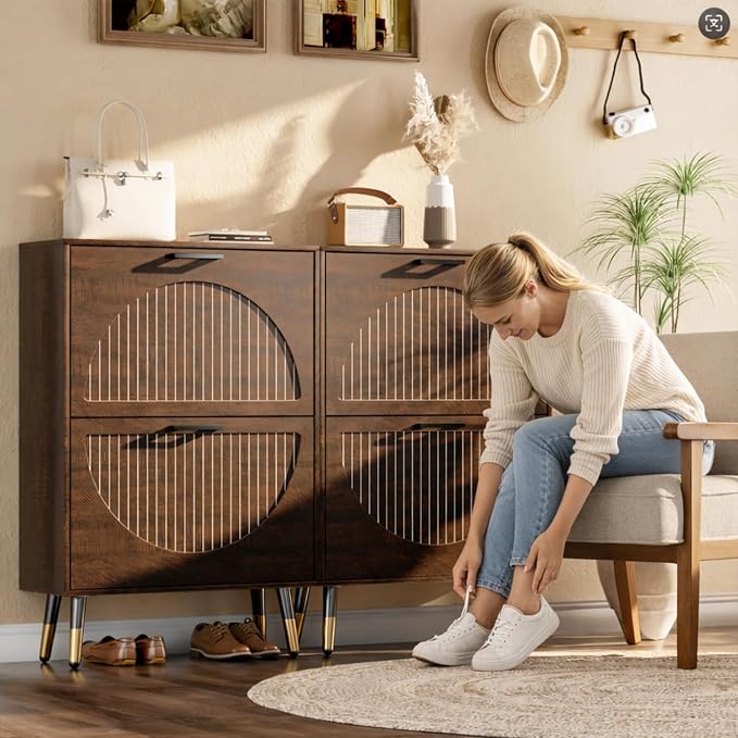 Farmhouse Shoe Cabinet Storage for Entryway, Slim Shoe Rack Cabinet - Image 9