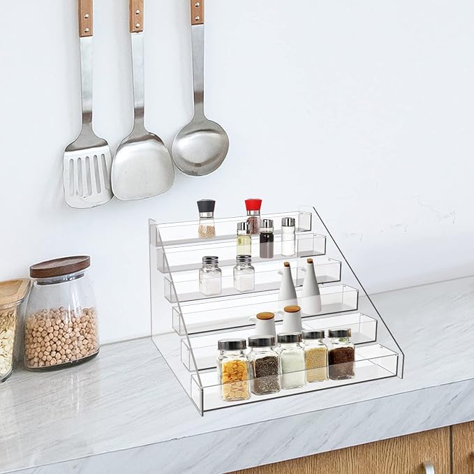 WUIVIUT Spice Rack Organizer For Cabinet, Acrylic Tier Spice Shelf Can Storage - Image 4
