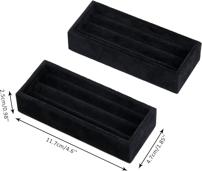 DesignSter Small Jewelry Tray, Velvet Jewelry Display Tray, Stackable Jewelry - Image 3